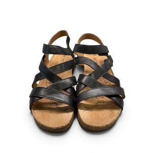 Joseph Seibel Black Strappy Tonga Leather Summer Sandals Size 39 (US 8-8.5)